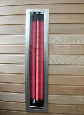 Chauffage infrarouge ROTlicht+, intégré dans un mur de la cabine
